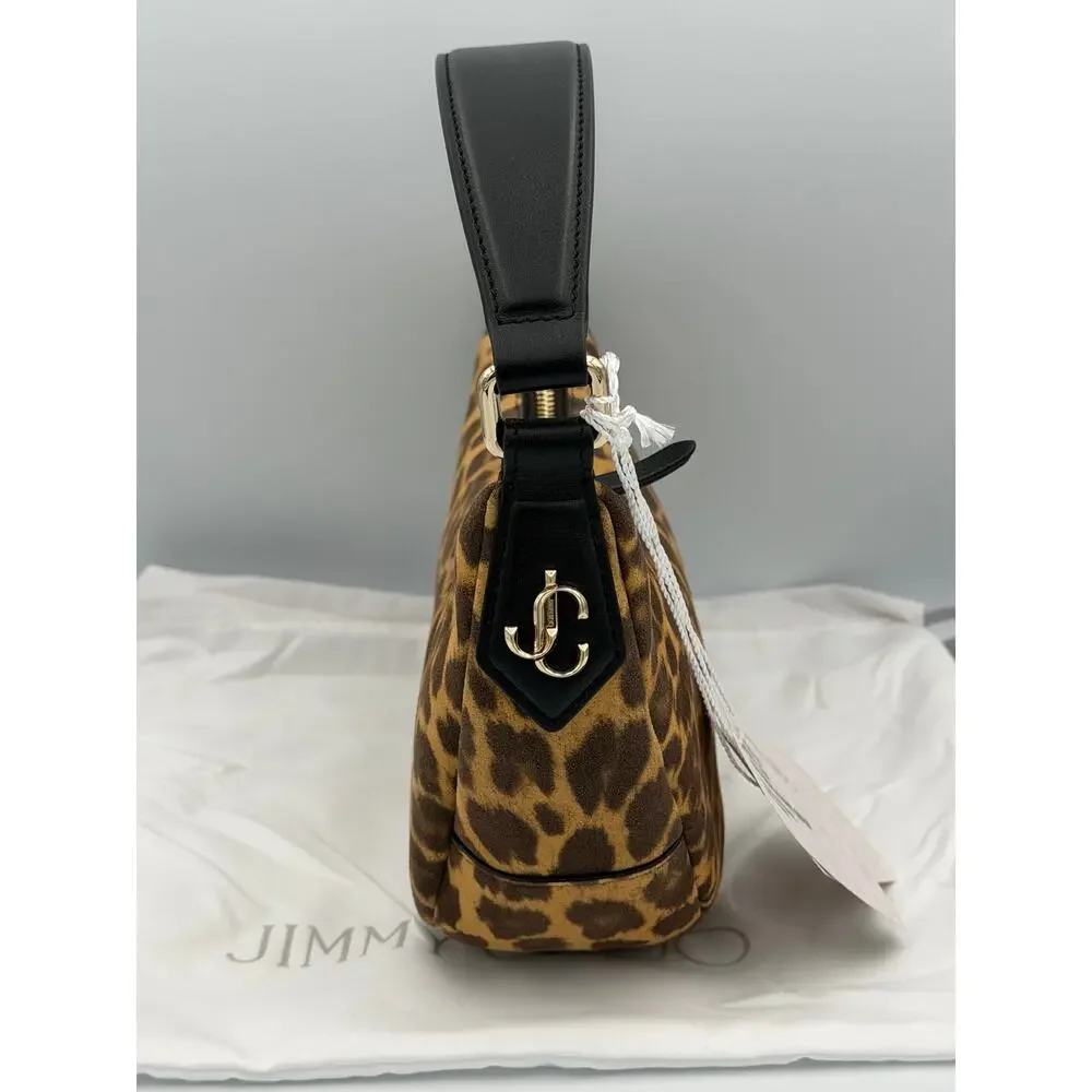 Rare Jimmy Choo Hobo Leopard Print Suede Shoulder Bag